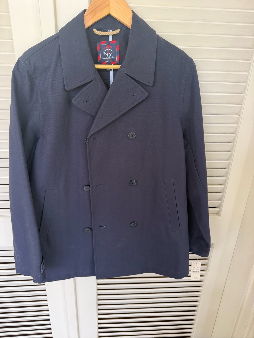 Boys Navy Brooks Brothers Canvas Pea Coat NWT